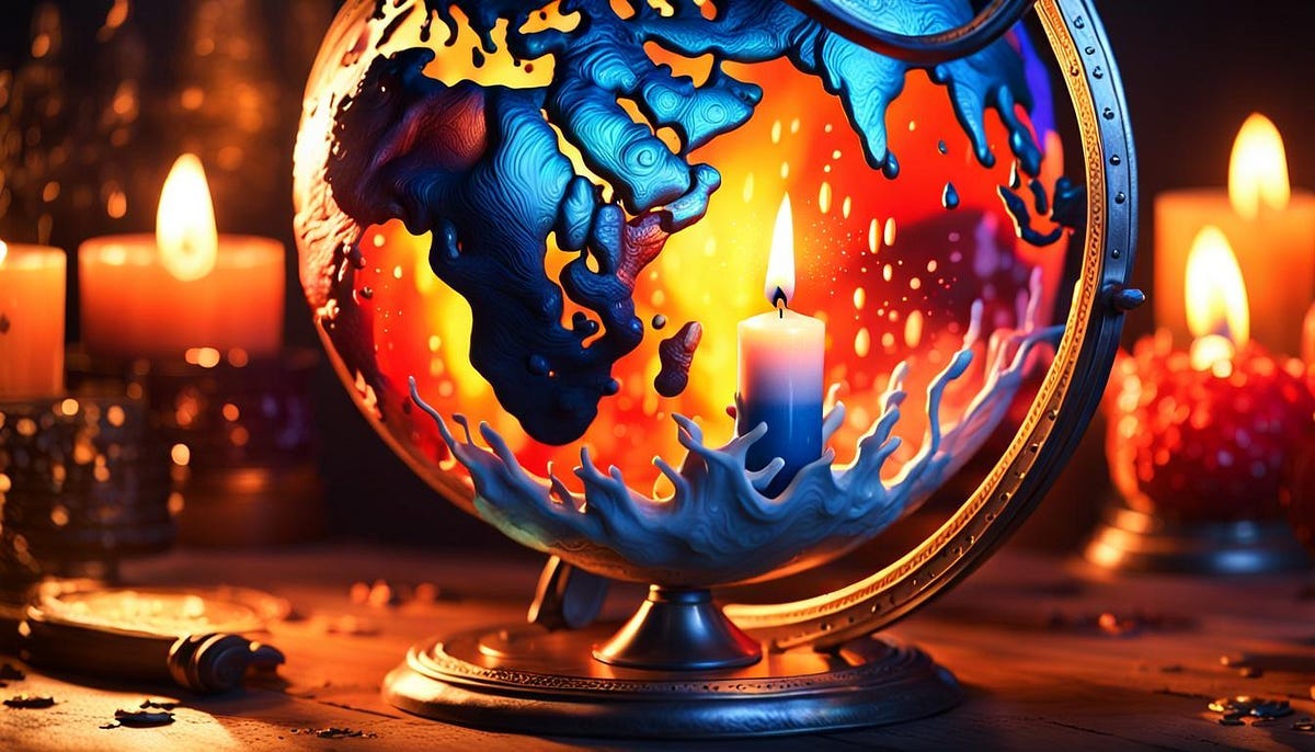 candle inside world globe