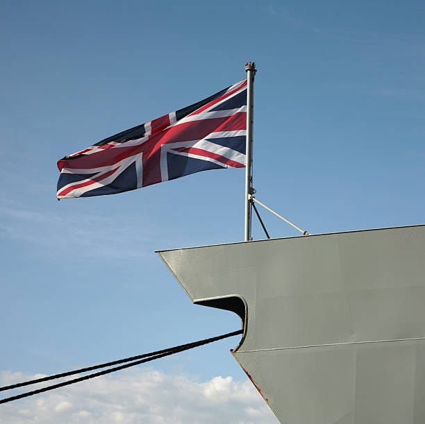 Union Jack On Bow Of Ship Stock Photo - Download Image Now - British Flag,  Nautical Vessel, Warship - iStock