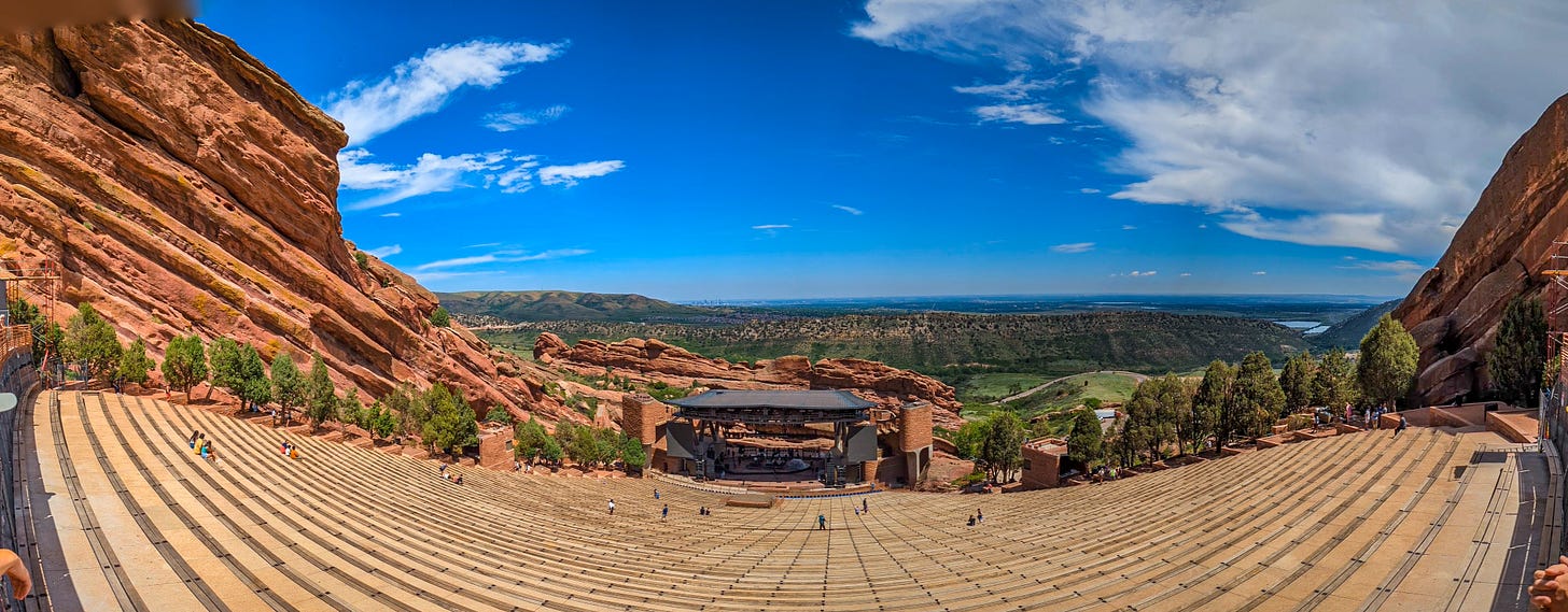 A view of the Colorado plains from the back of Red Rocks Amphitheater. 