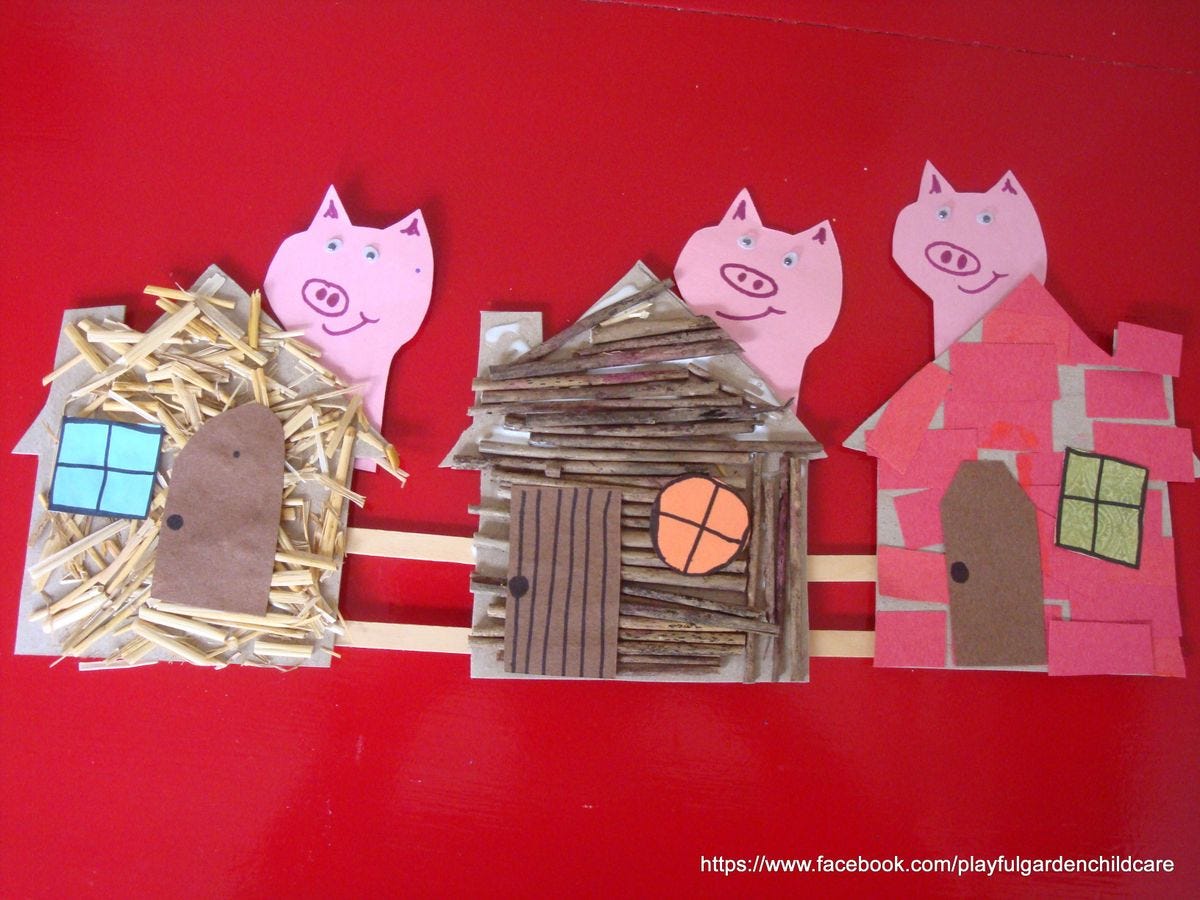 The three little pigs collage for fine motor, language and sensory experience. See more @ fb ...