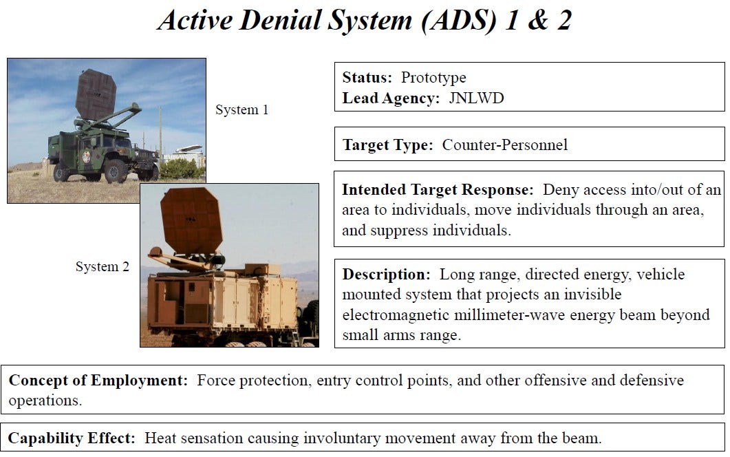 JNLWD Active Denial System ADS 1 - ADS 2