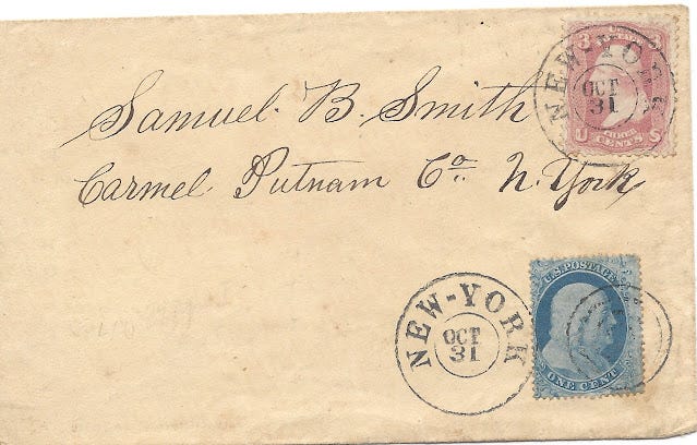 New York City carrier cover with old 1857 stamp issue