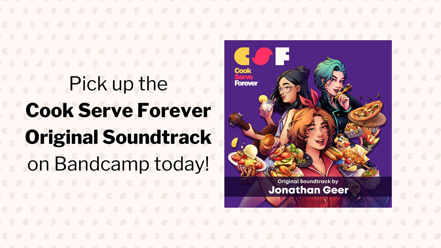 Pick up the Cook Serve Forever Original Soundtrack on Bandcamp today!