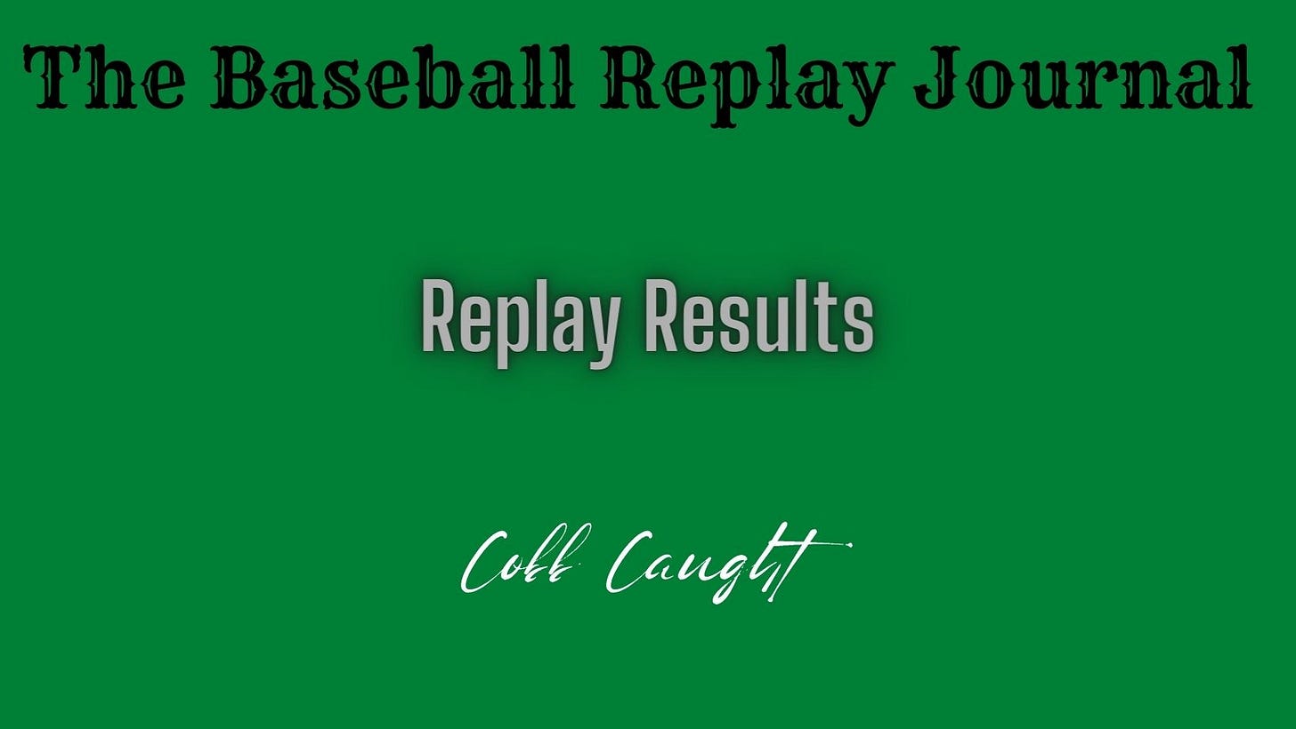 Baseball Replay Journal Results