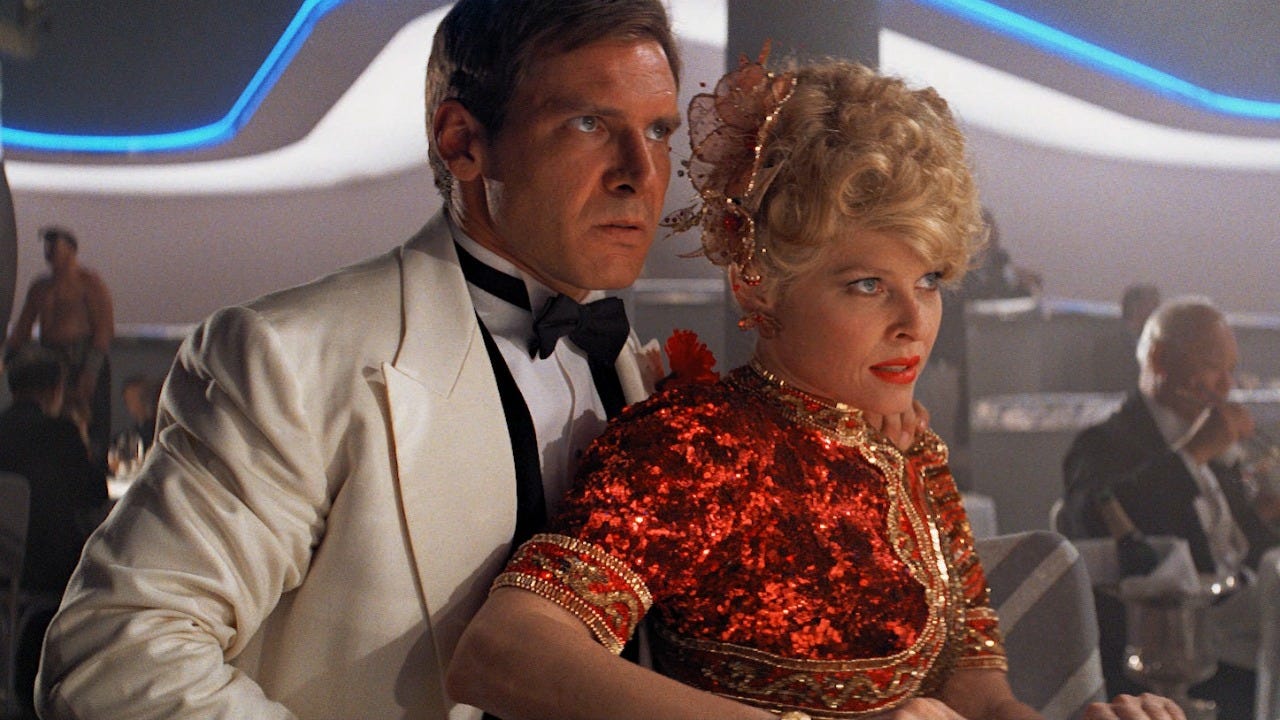 Harrison Ford and Kate Capshaw in a nightclub in "Indiana Jones and the Temple of Doom" (1984)