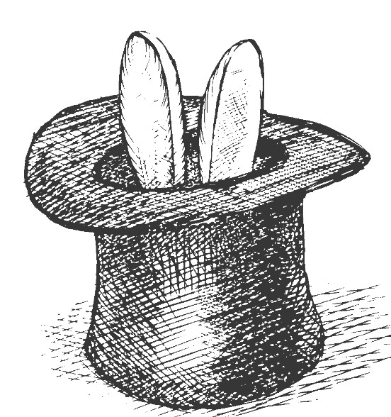 Rabbit ears coming out of a hat for a lottery to have a script consultation
