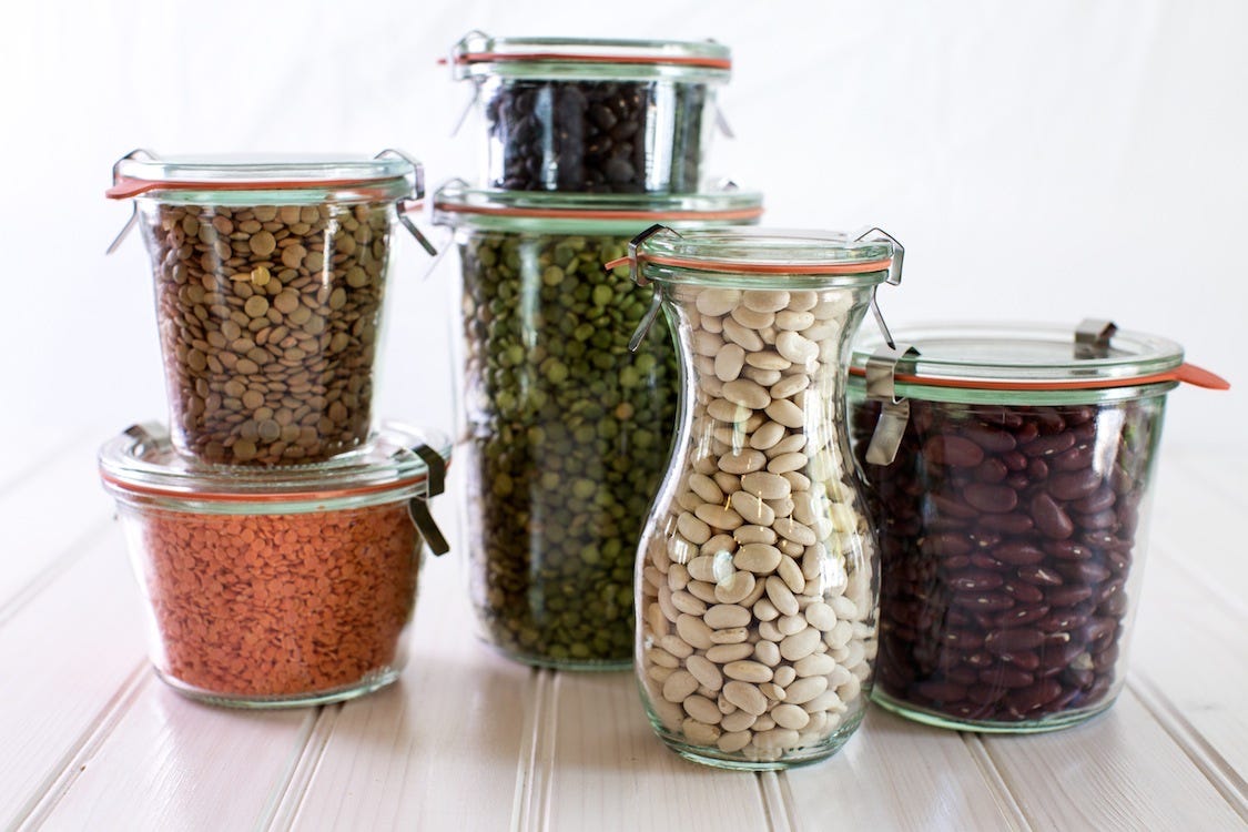 Jars with legumes