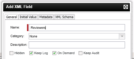 K2 Add Xml Field Dialog