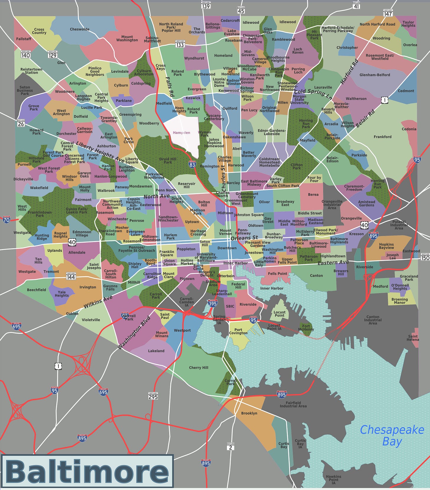 Map of Baltimore's neighborhoods