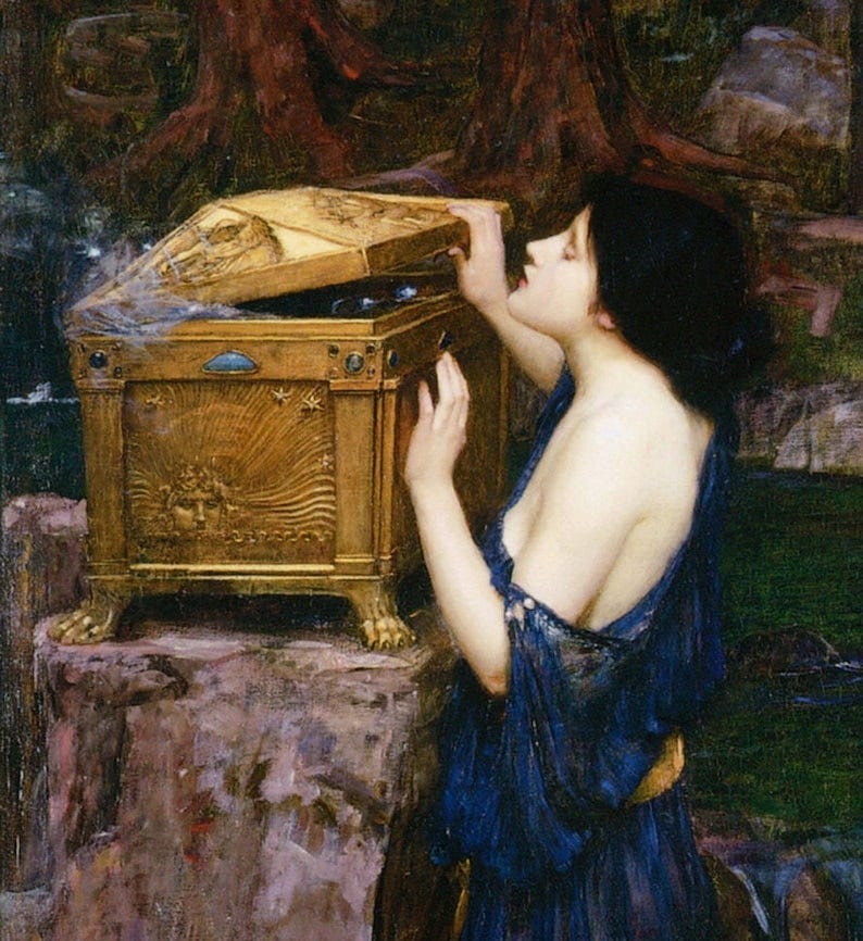 Pandora's Box John William Waterhouse Greek Mythology | Etsy