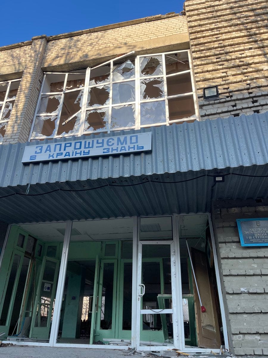Destroyed school in Avdiivka