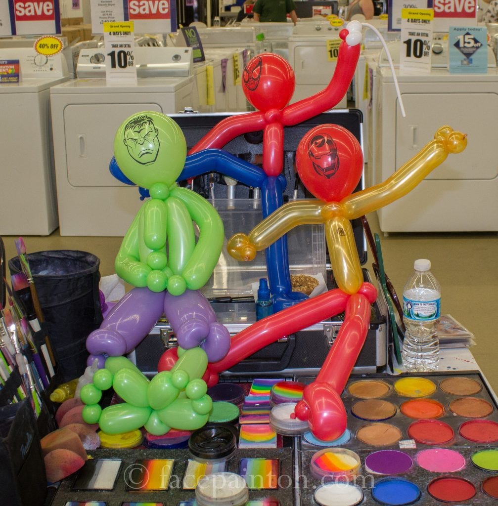 balloon superhero sculptures