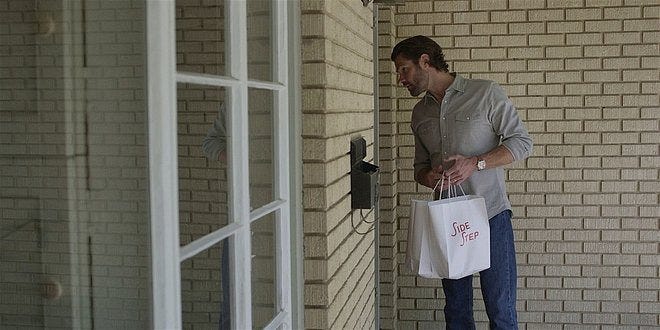 Walker Jared Padalecki posing as Uber Eats delivery for Side Step.