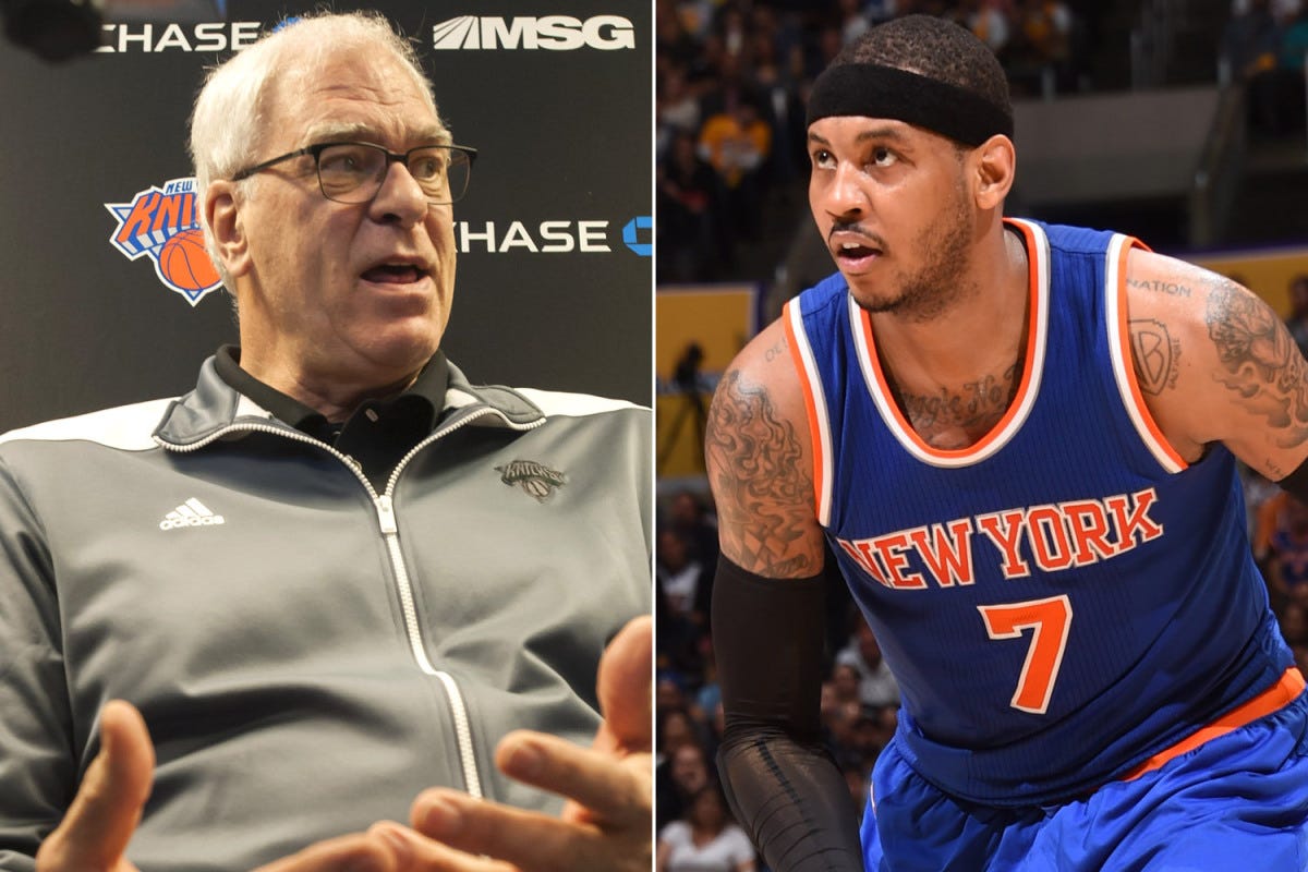 carmelo anthony shuts down phil jackson coaching rumors 2016 images