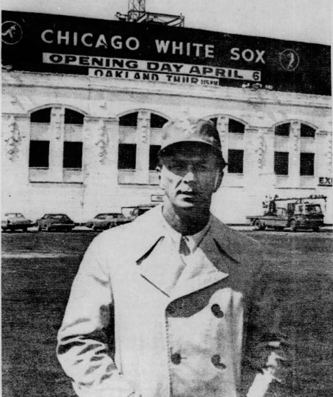 Chuck Tanner in front of Comiskey Park. Chuck Tanner in front of Comiskey Park.
