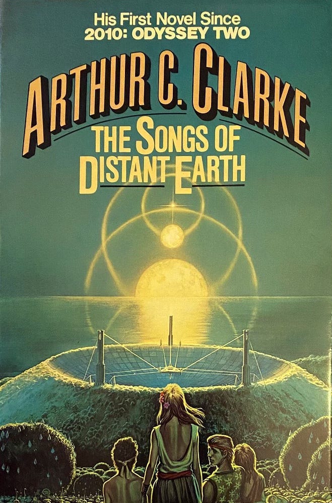 Book cover for THE SONGS OF A DISTANT EARTH by Arthur C. Clarke, published by Del Rey Books