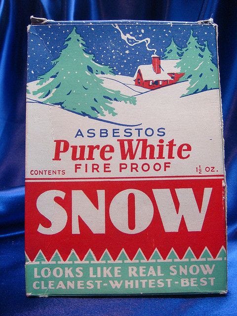 "Pure White" Asbestos Snow Decoration | Vintage ads, Old advertisements ...