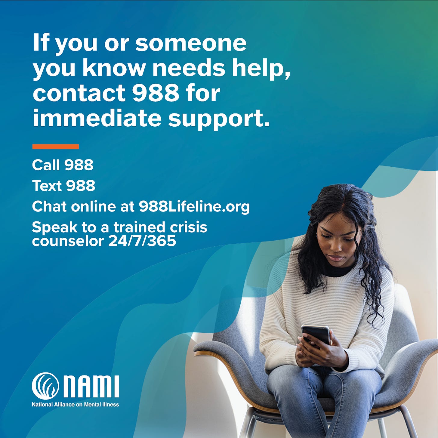 This is an image of an informational poster for a crisis hotline.