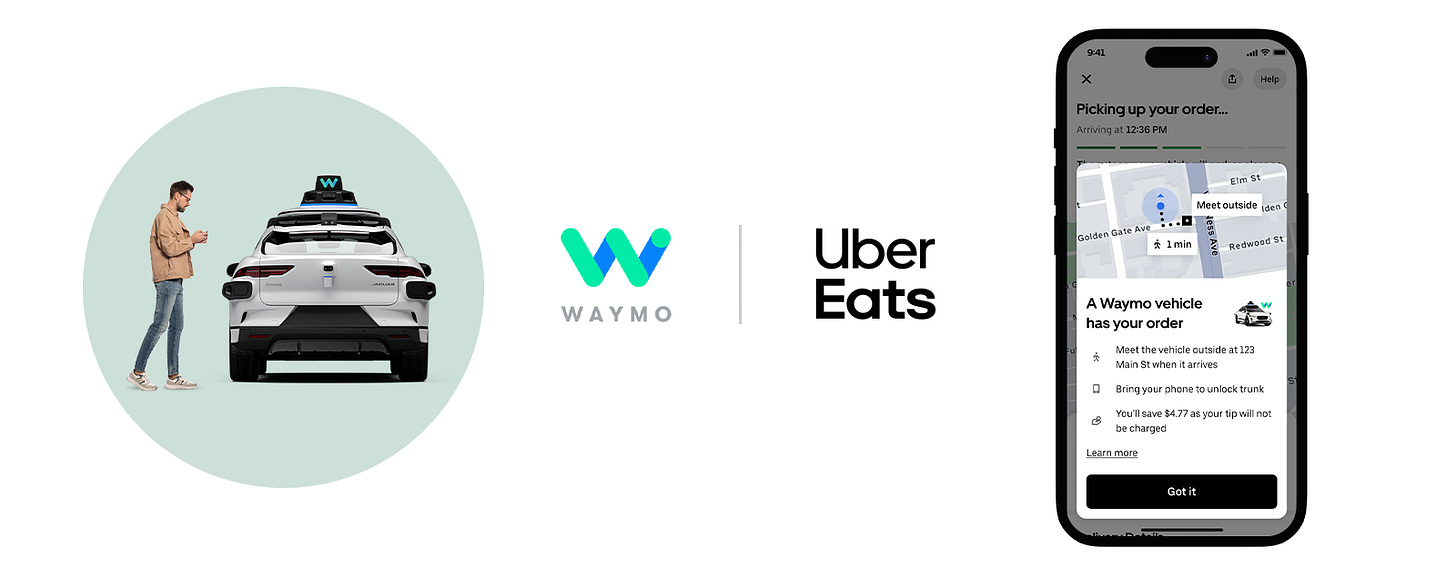 Waymo vehicles now delivering Uber eats in Phoenix