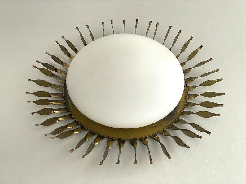 Mid-century Modern Sunshine Design Opaline Glass Flush Mount Light, 1960s, Germany image 1