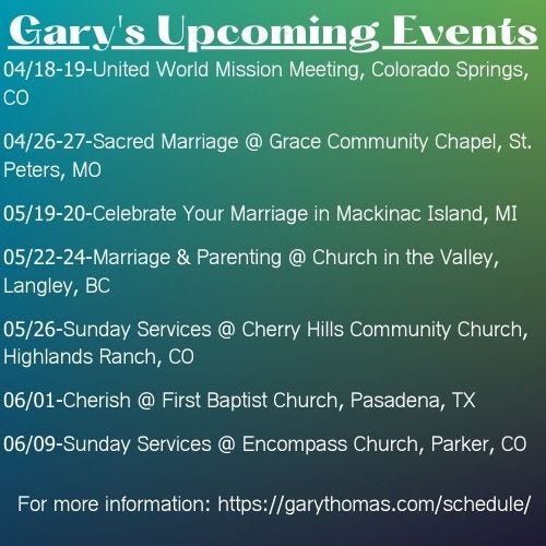 An image of Gary's upcoming schedule