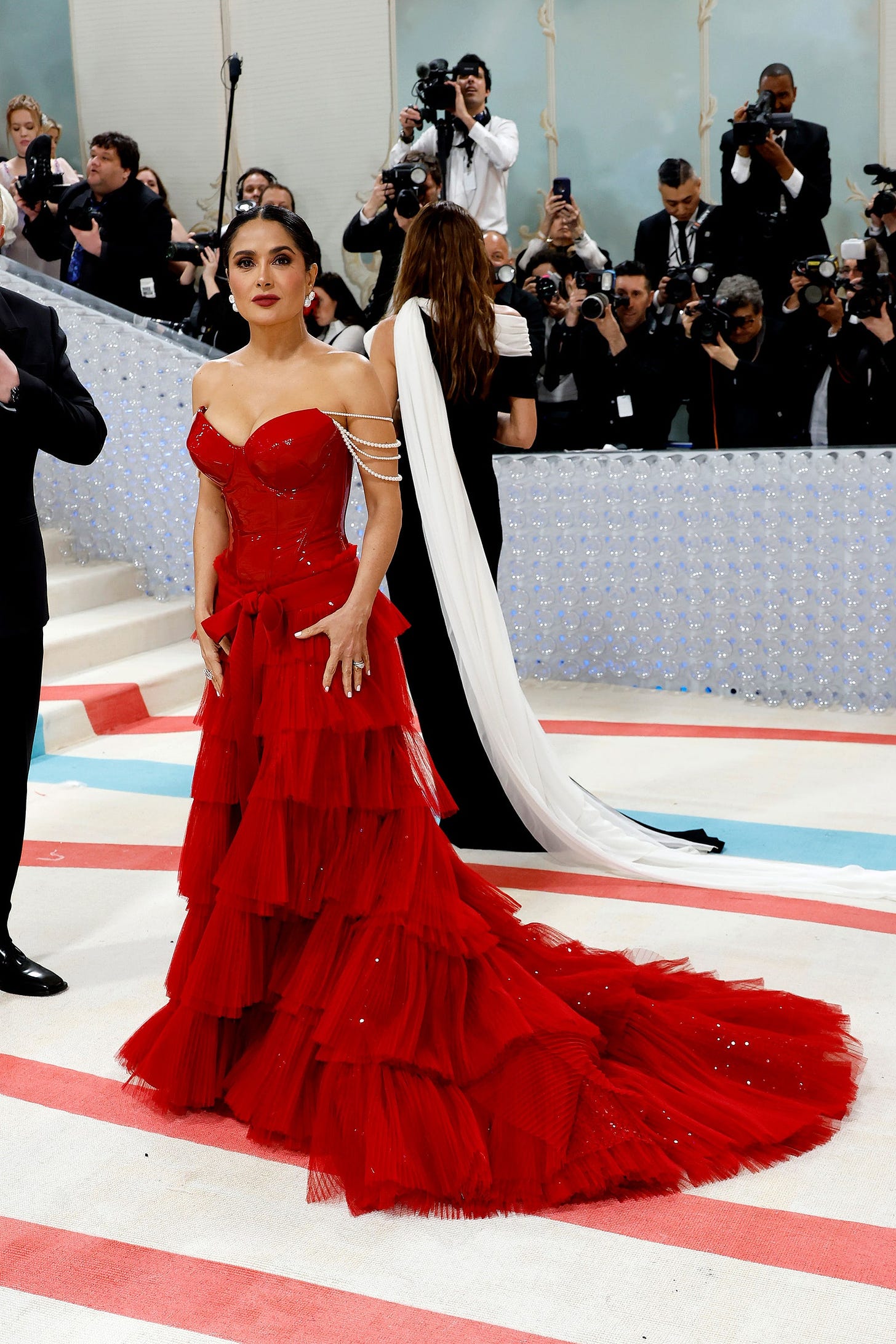 Salma Hayek makes an impact at the Met Gala 2023 in a sexy red Gucci gown |  Vogue India