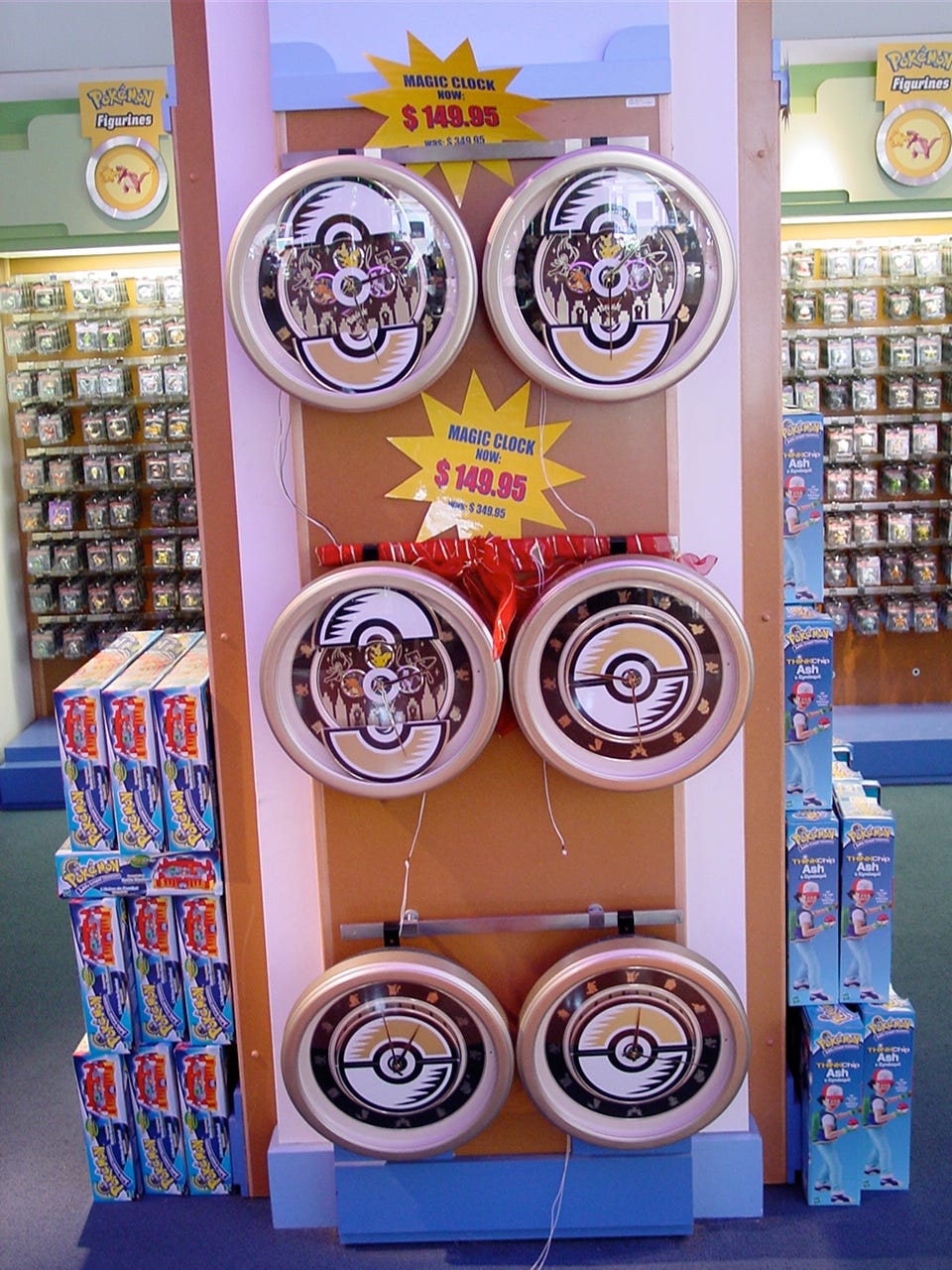 The Pokémon Magical Clock, an item exclusively sold at the Pokémon Center New York store, was reduced from $349.95 to $149.95 when this photograph was taken