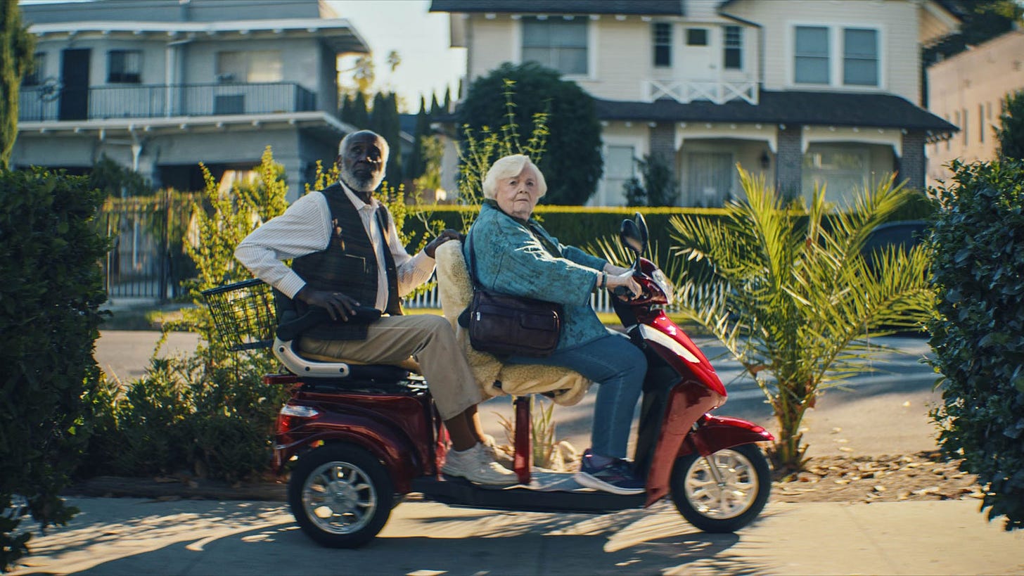 Still from the 2024 comedy thriller film Thelma featuring Richard Roundtree and June Squibb