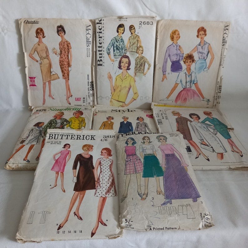 Vintage 1960's sewing patterns bundle / lot, 8 patterns image 1