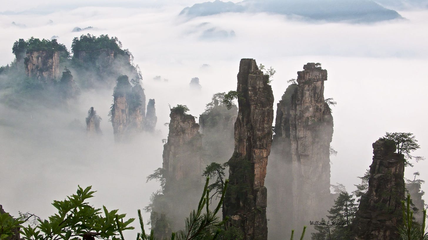 Walking through the Tianzi Mountains