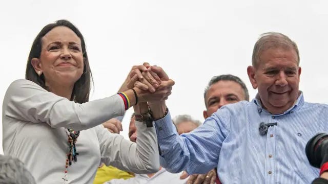 María Corina Machado y Edmundo González aseguran que la oposición ganó las elecciones. 