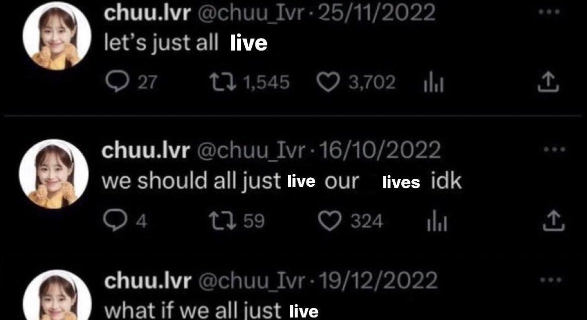 jenny~ on X: "Chuu.lvr suicide prevention omg" / X