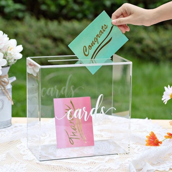 Clear Acrylic Wedding Card Box With Slot, Large 10x10x5.5 In, Wedding  Reception Wishing Well Money Box, Birthday, Memory Box - Etsy