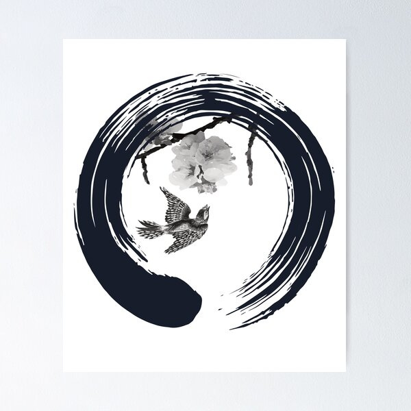 Japanese enso circle bird sakura" Poster for Sale by StudioARTHUR |  Redbubble