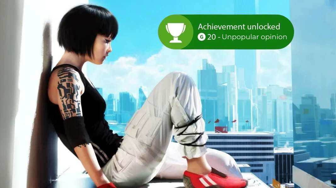 Faith from Mirror's Edge with an Xbox Achievement popping
