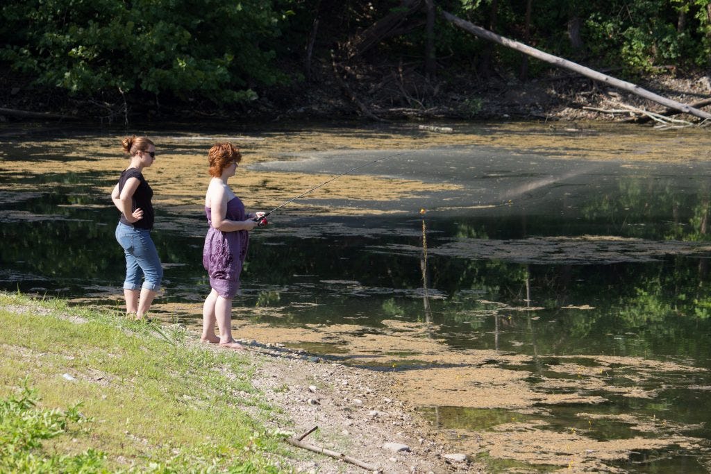 Fishergirls, learning how to cast. 