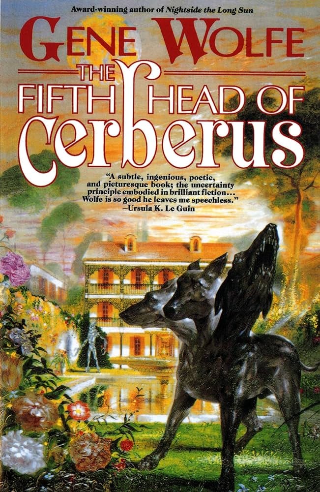 The cover of Gene Wolfe's post-colonial novel, "The Fifth Head of Cerberus"