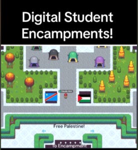 A screenshot of a virtual world is labeled Digital Student Encampments!