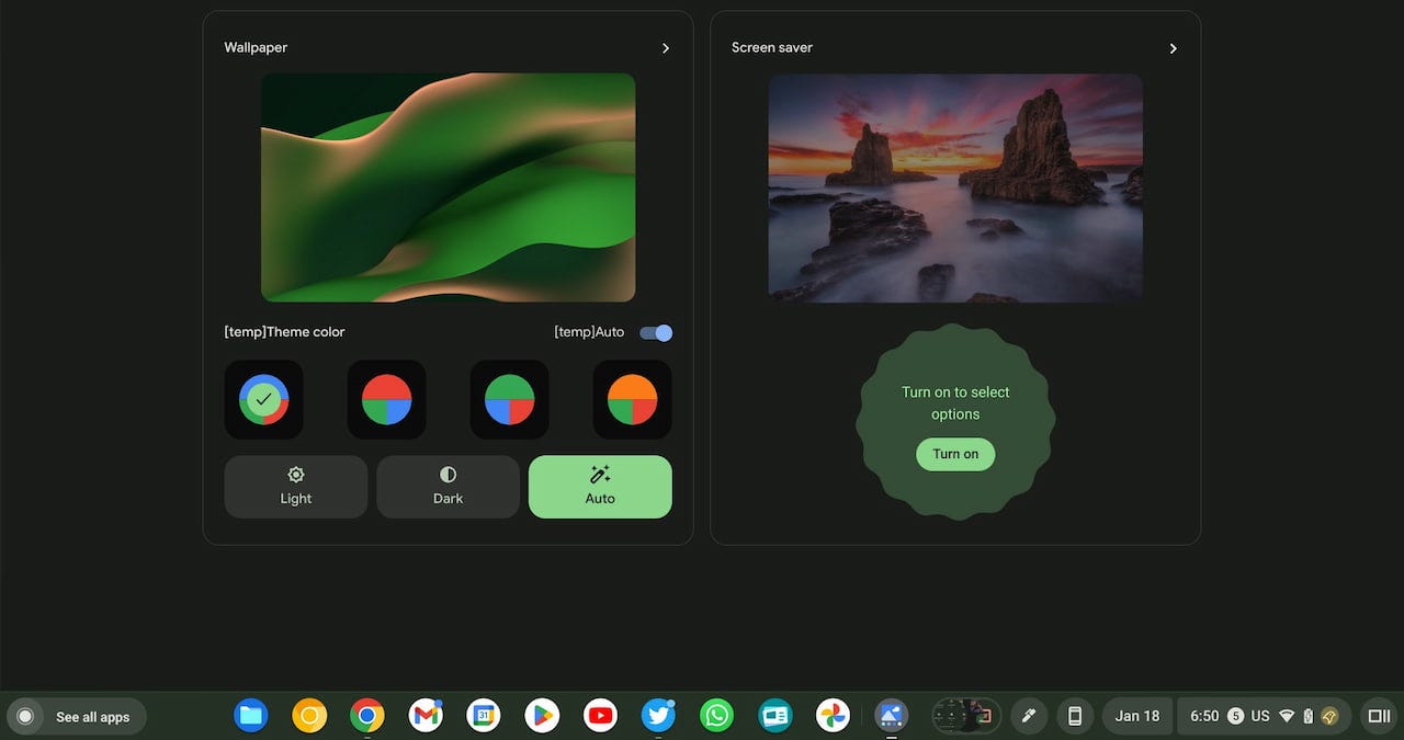 Material You for Chromebooks in green
