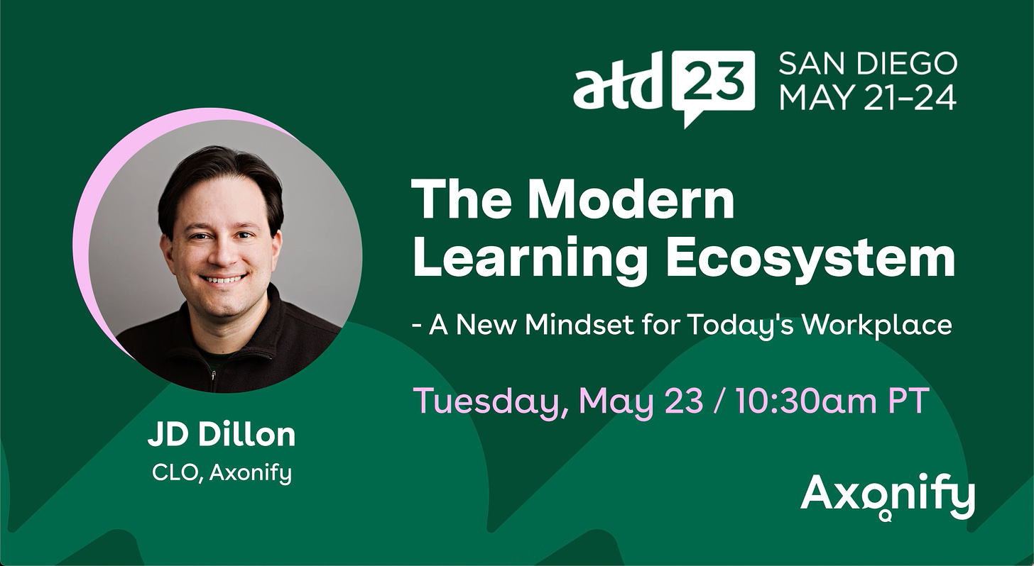 Promo image for JD's ATD23 session - The Modern Learning Ecosystem