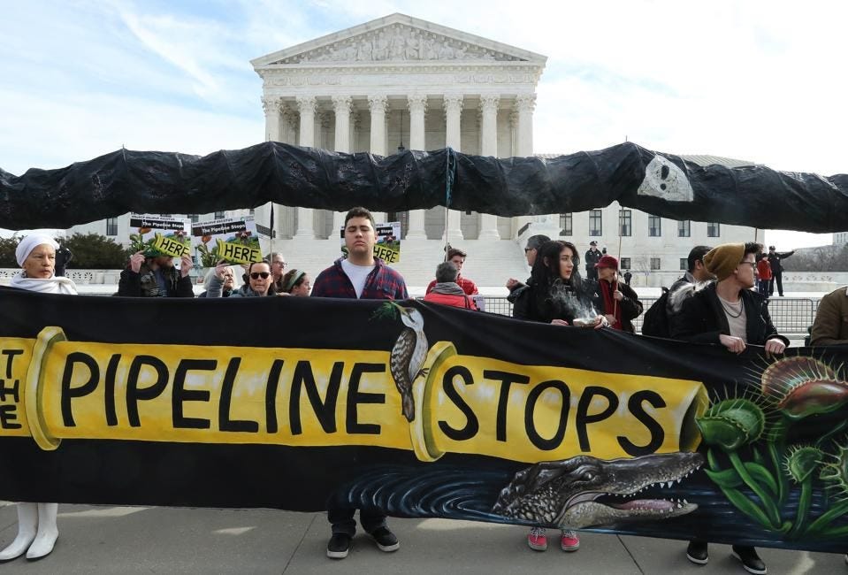 Environmental Activists Protest Against Atlantic Pipeline As Supreme Court Hears Case