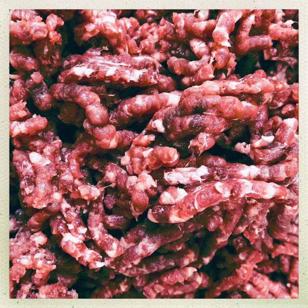 A close up picture of freshly mined beef