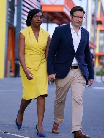 Kemi Badenoch and husband Hamish leave the Here East studios in Stratford, east London in 2022, after the live television debate for the candidates for leadership of the Conservative party, hosted by Channel 4