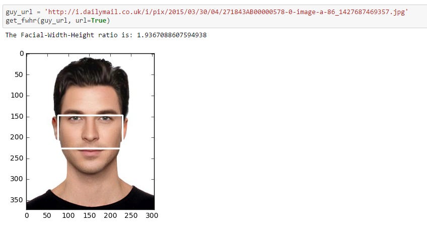 Use Python to calculate the facial width to height ratio (fWHR) - ARC