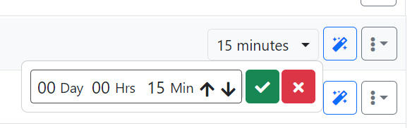 The time estimation pop-up box.