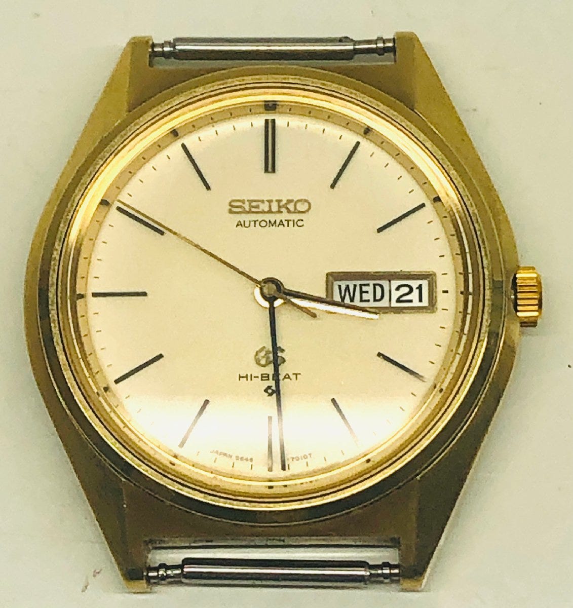 【稼働品】　SEIKO　グランドセイコー　5646-7010　HI-BEAT　デイデイト　CAPGOLD　AUTOMATIC　自動巻き　ケースのみ　ベルトなし