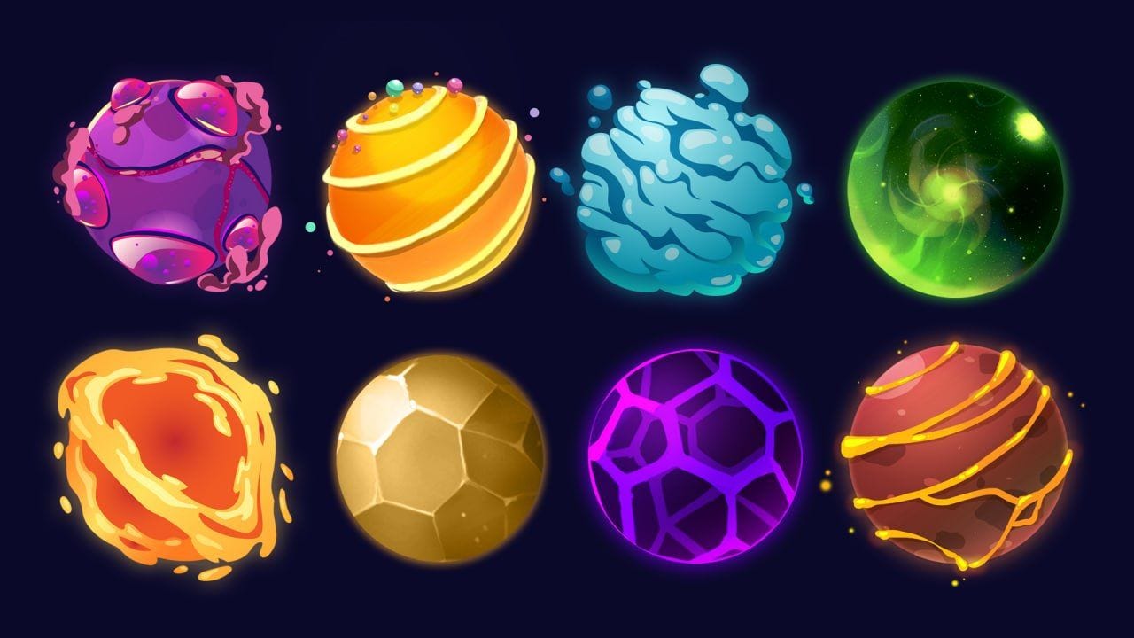 8 planets shown
