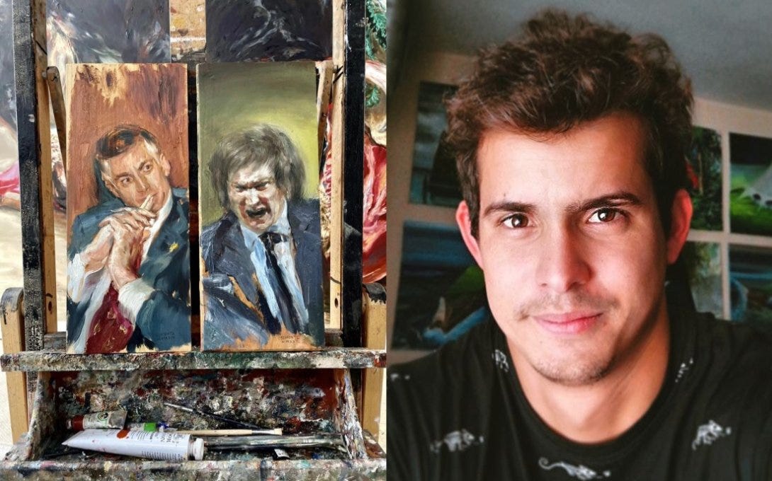 Milei hace viral pintura del artista cubano Richard Somonte