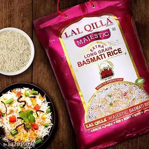 Lal Qilla Majestic, Naturally Aged, Rich Aroma, Perfect Fit for Everyday  Consumption, Long Grain Chawal, Gluten Free, Basmati Rice 5Kg