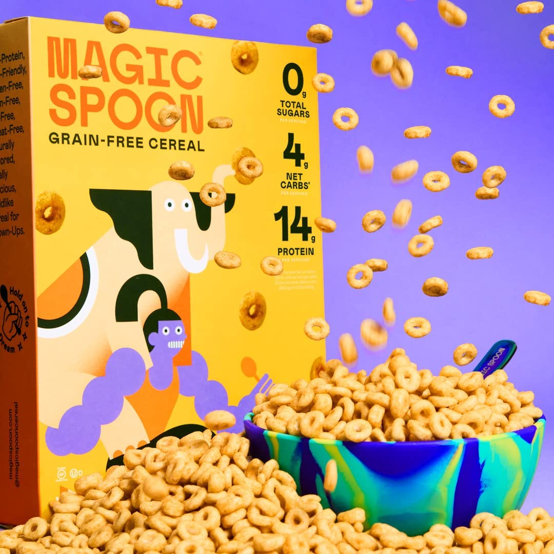 Magic Spoon Cereal, Peanut Butter 4-Pack of Cereal and Spoon - Keto & Low  Carb Lifestyles I Gluten & Grain Free I High Protein I 0g Sugar